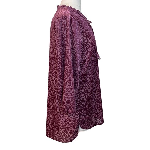 Valerie Stevens Velvet Burnout Tunic Top 1X Plus Size Purple Boho Refined Hippie - Picture 5 of 9